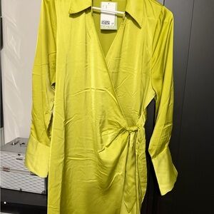 Vibrant Green Wrap Dress